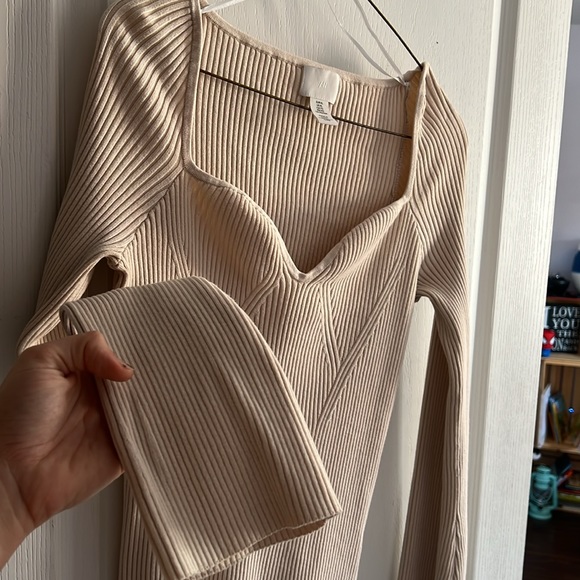 H&M Cream Ribbed Longsleeve Top - Picture 4 of 4